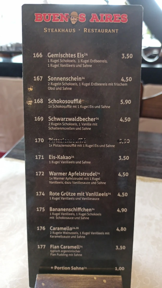 Speisekarte, Steakhaus Buenos Aires