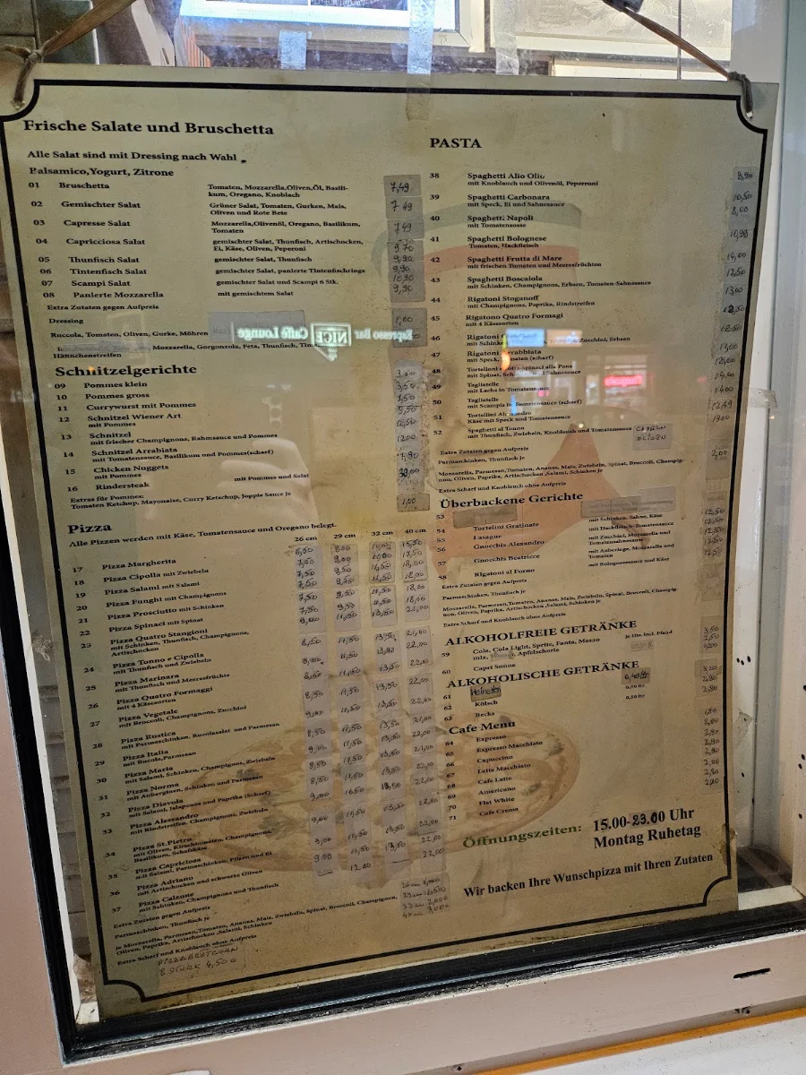Speisekarte, Da Alessandro Pizza & Pasta Köln