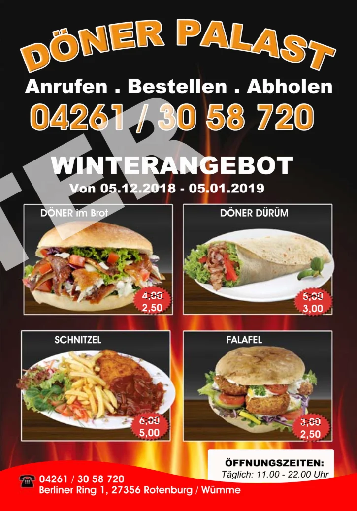 Speisekarte, Dönerpalast