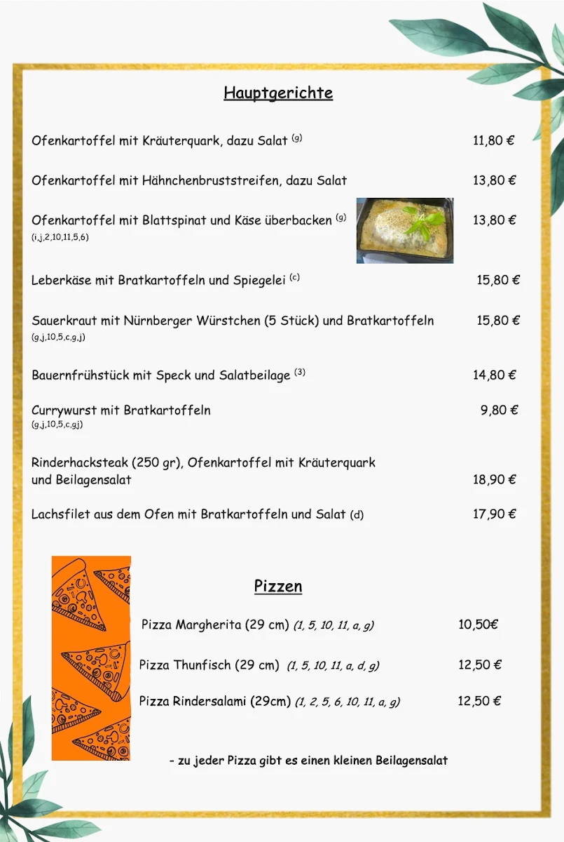 Speisekarte, Hüli’s Café
