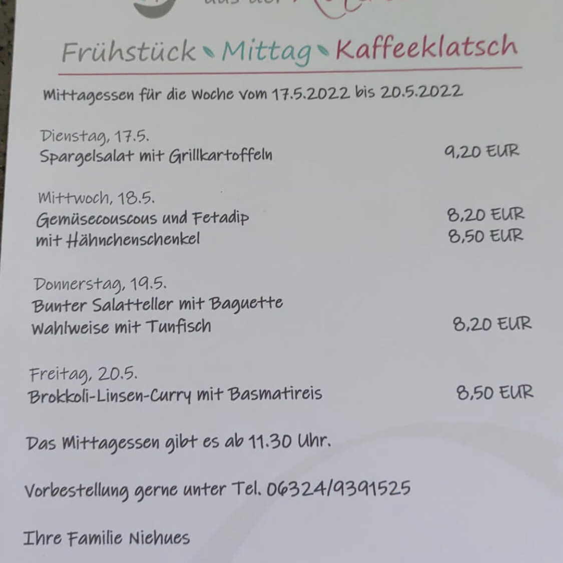 Speisekarte photo 1