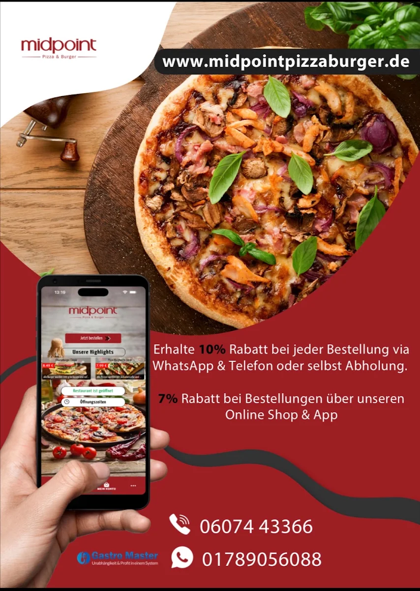 Speisekarte, midpoint Pizza & Burger