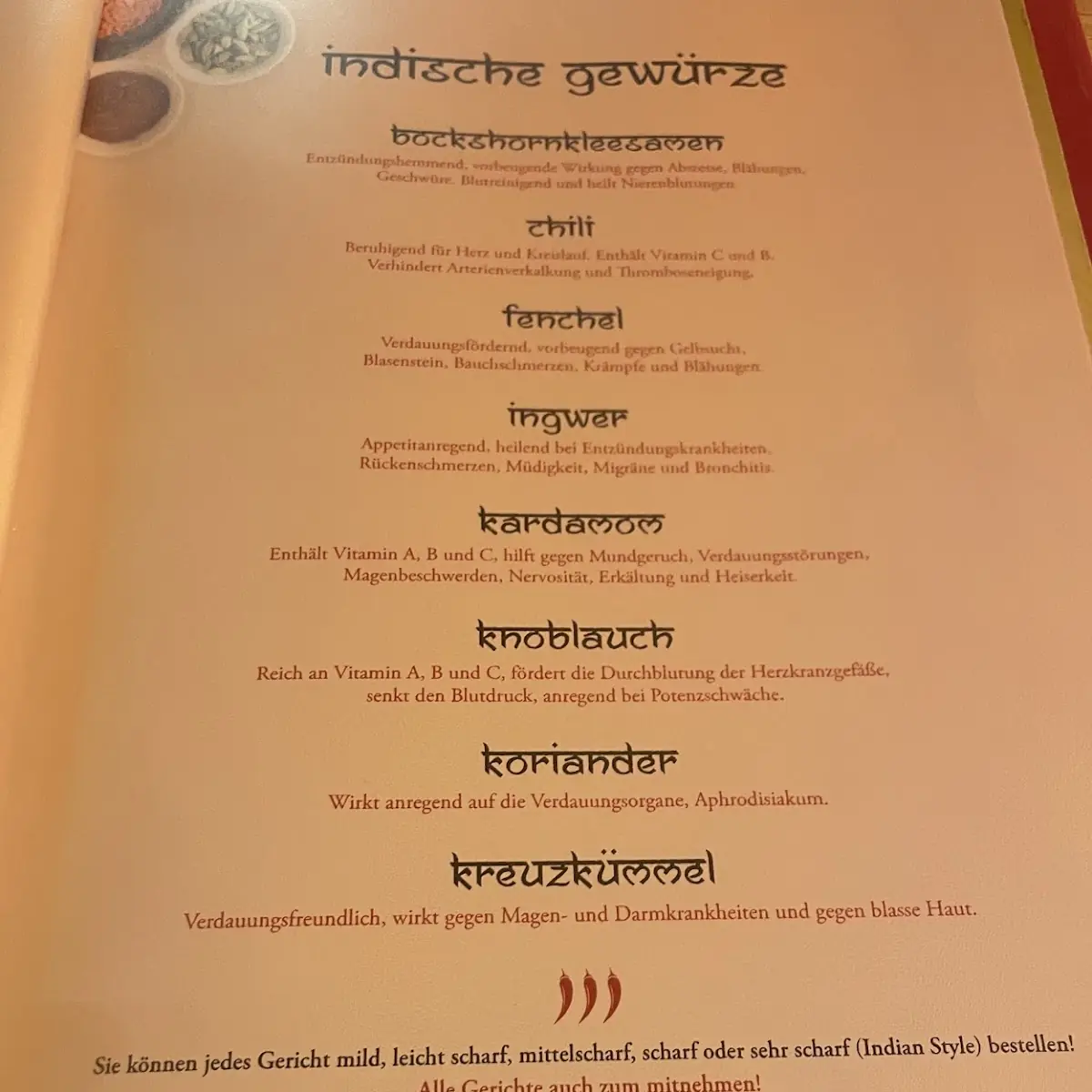 Speisekarte, Punjabi Bad'sha - Indisches Restaurant & Eiscafe