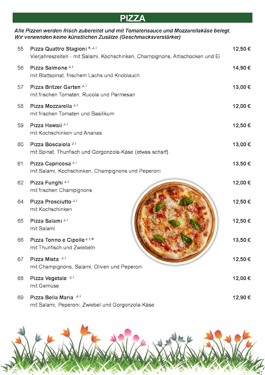 Speisekarte, Italo-Bistro