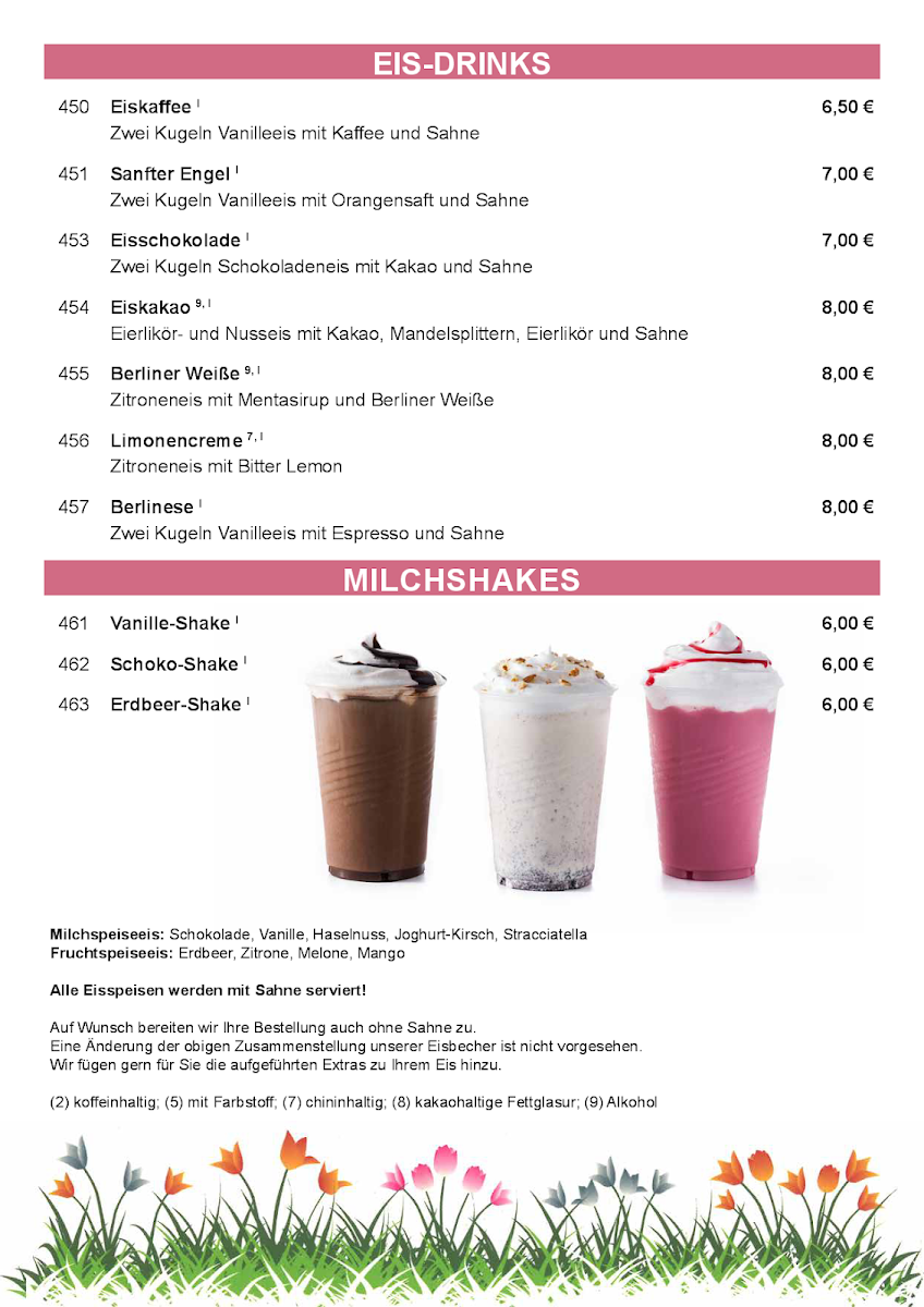 Speisekarte, Italo-Bistro