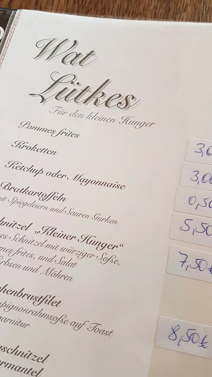 Speisekarte, Gaststätte Kuhkamp