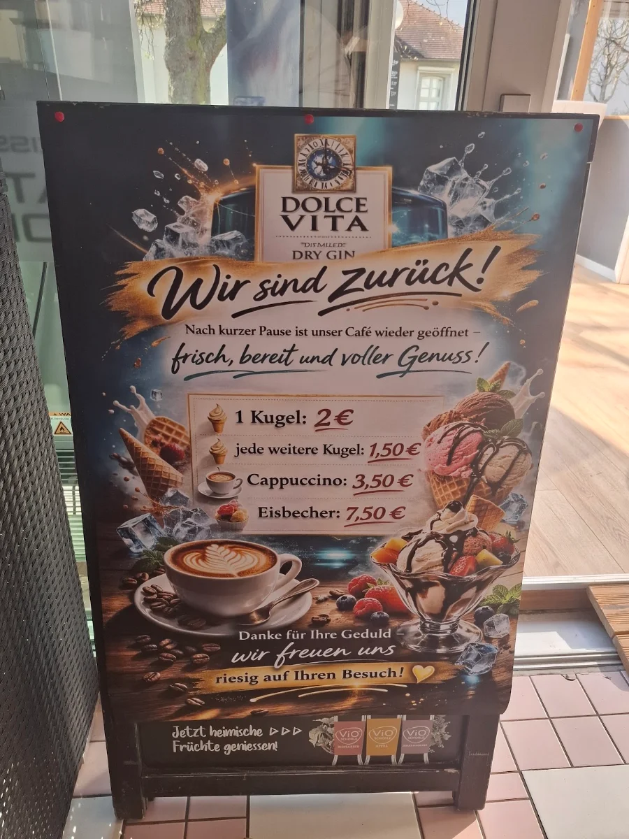 Speisekarte, Eiscafé Dolce Vita