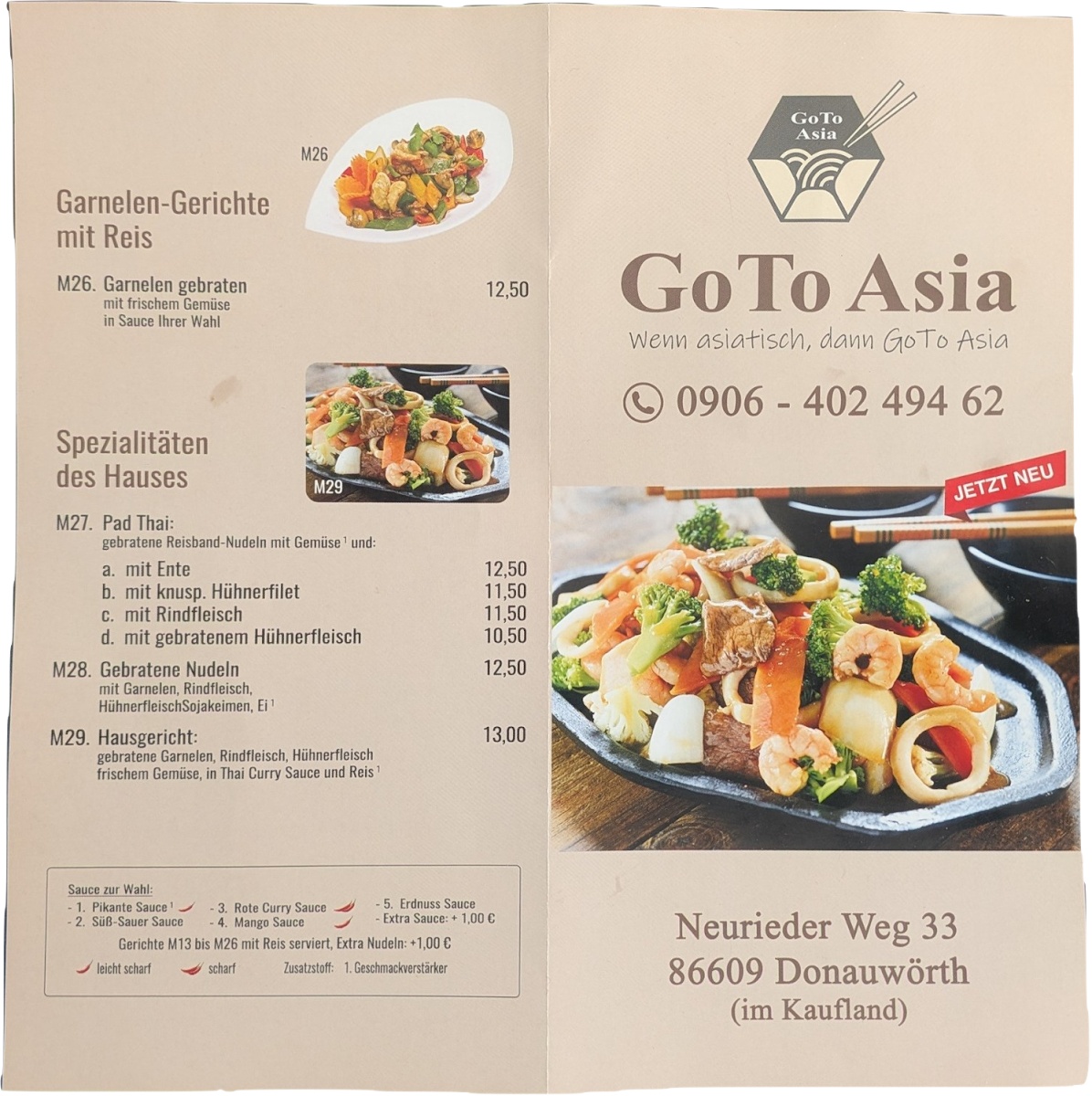 Speisekarte, Goto Asia
