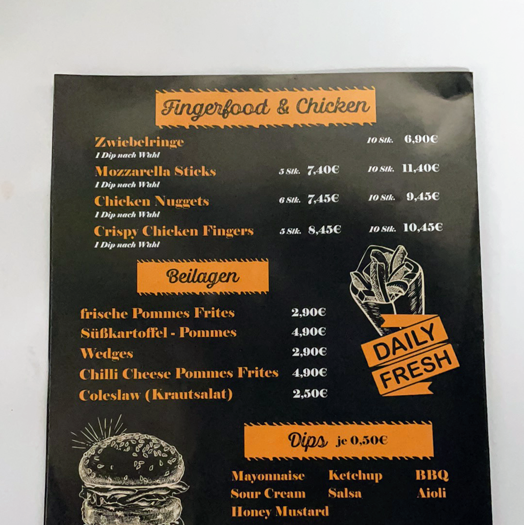 Speisekarte, Manhattan Burger Seelze