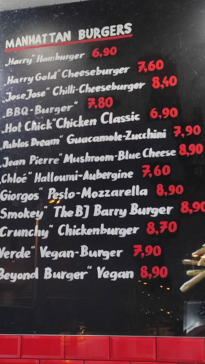 Speisekarte, Manhattan Burger Seelze