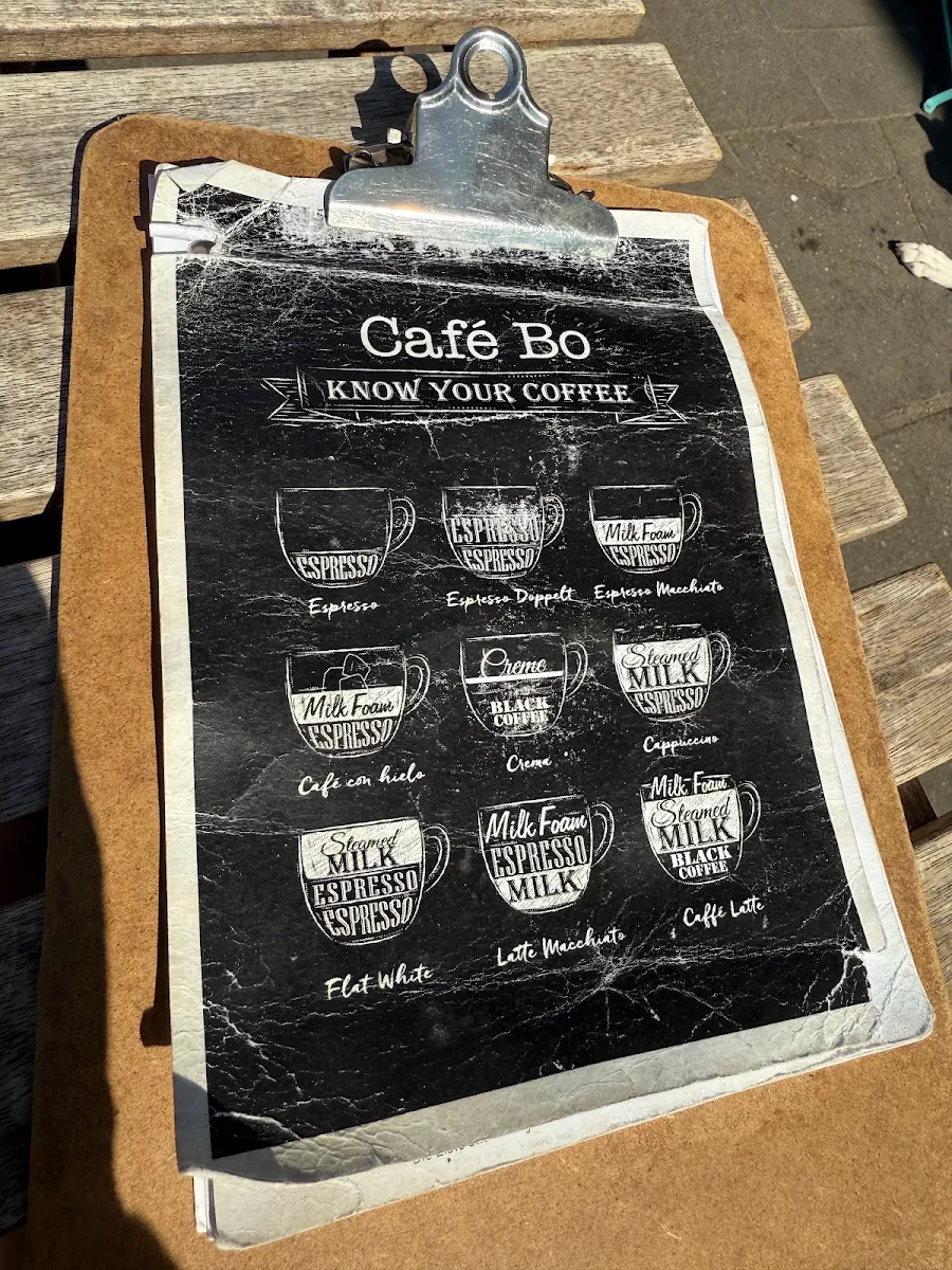 Speisekarte, Café Bo Zollstock