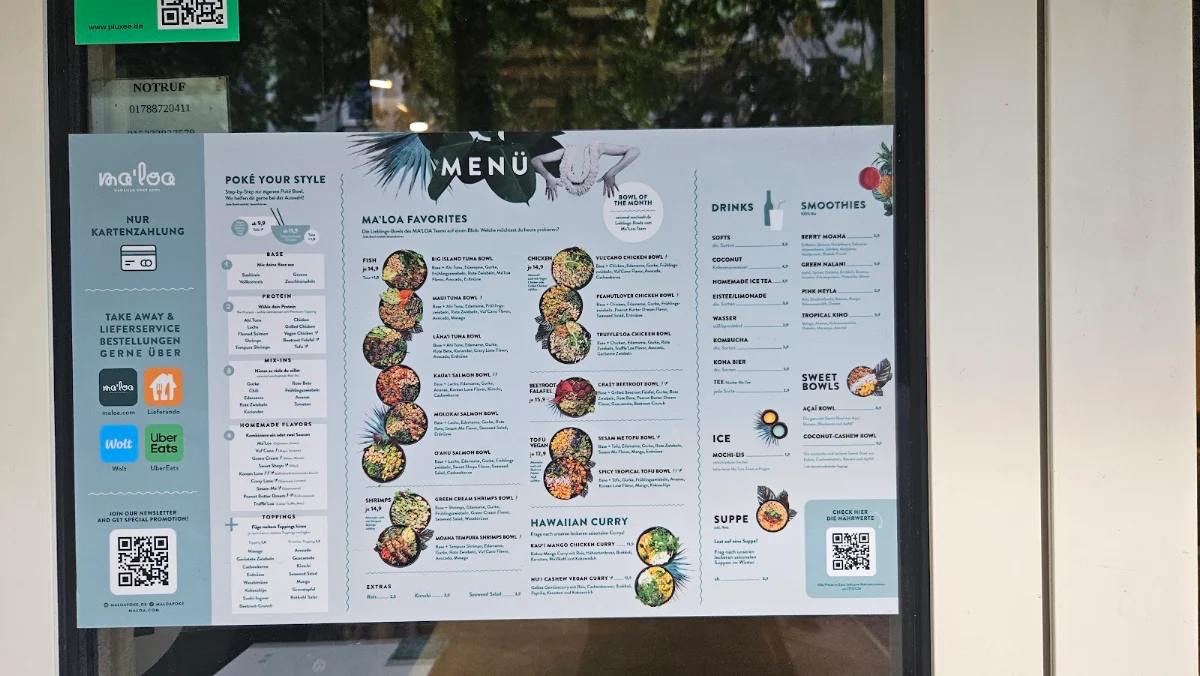 Speisekarte, MA'LOA Poké Bowl