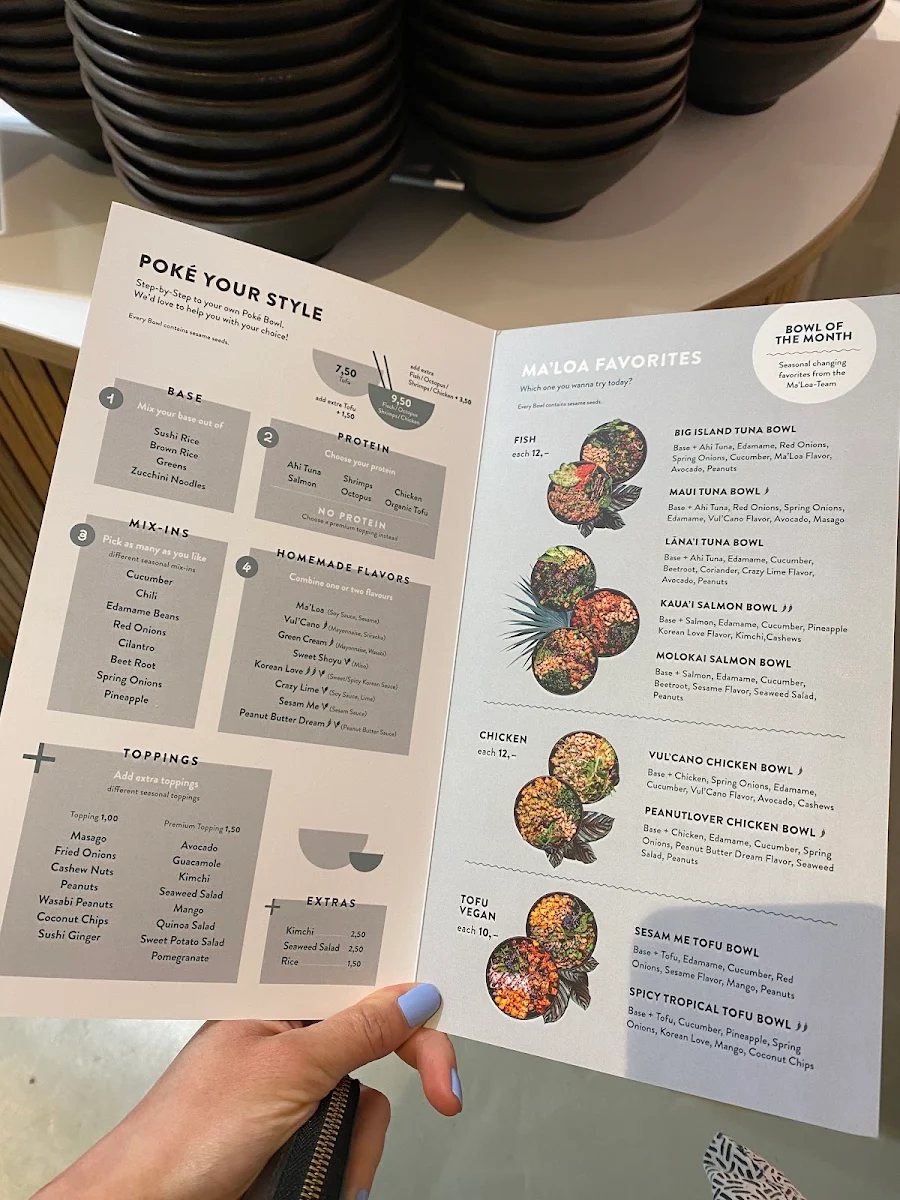 Speisekarte, MA'LOA Poké Bowl
