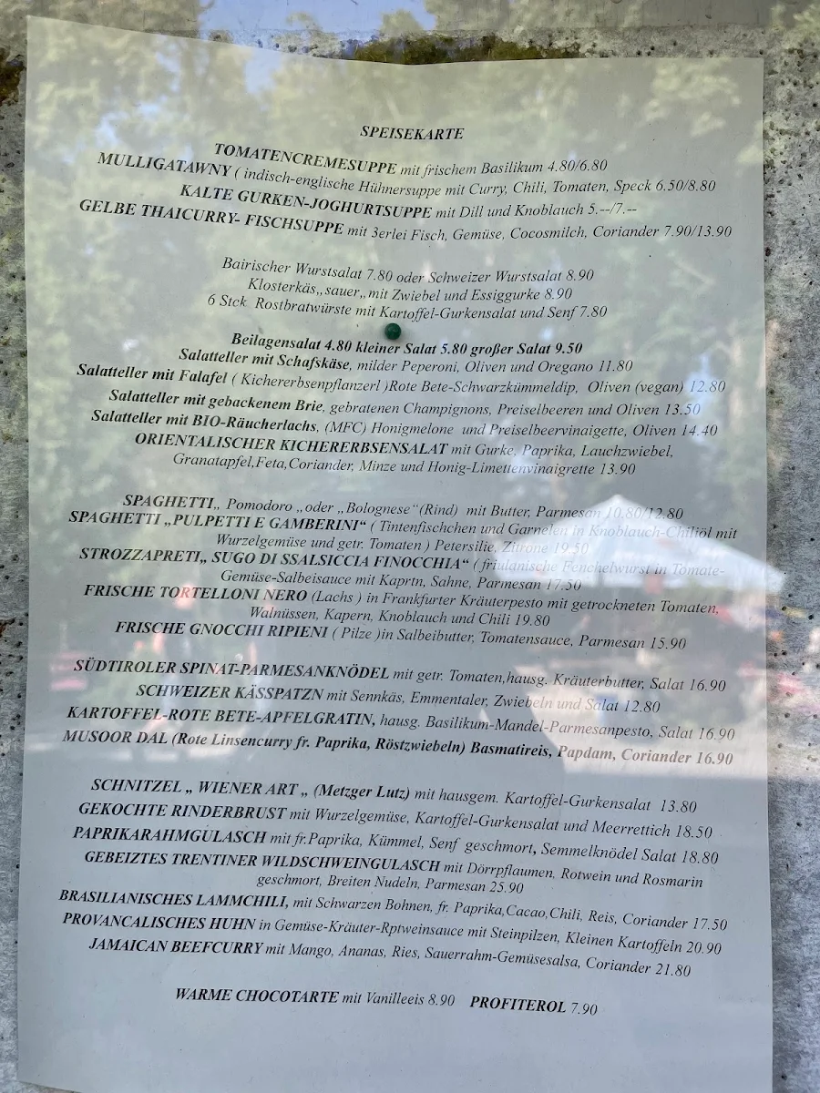 Speisekarte, Wirtshaus Tutzinger Keller