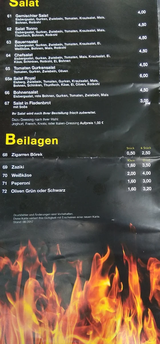 Speisekarte, BOSPORUS GRILL