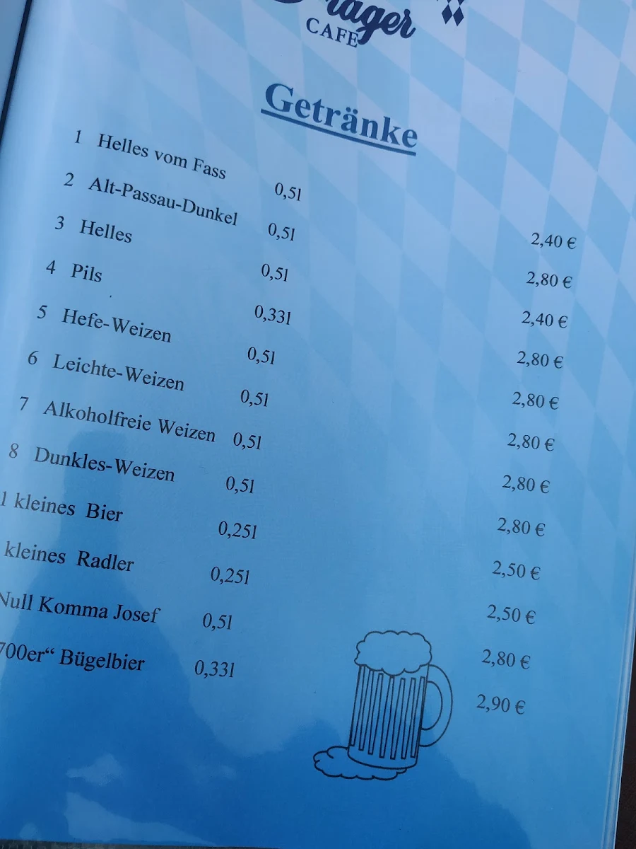Speisekarte, Gasthaus Alois Prager