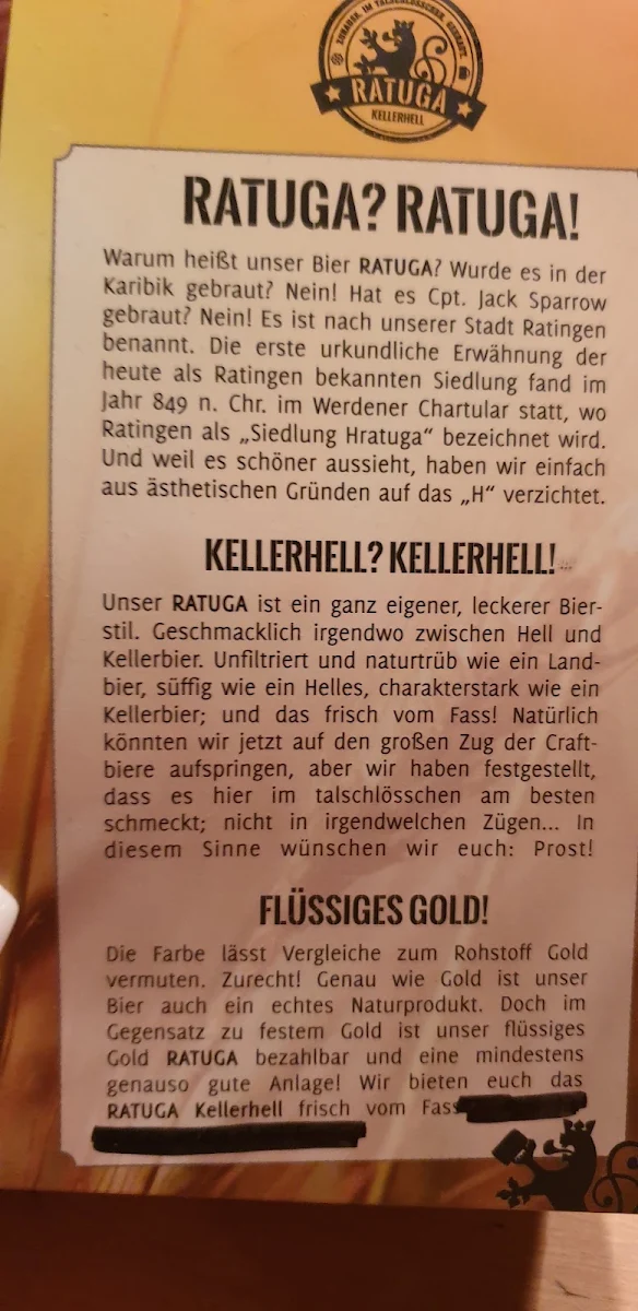 Speisekarte, talschlösschen
