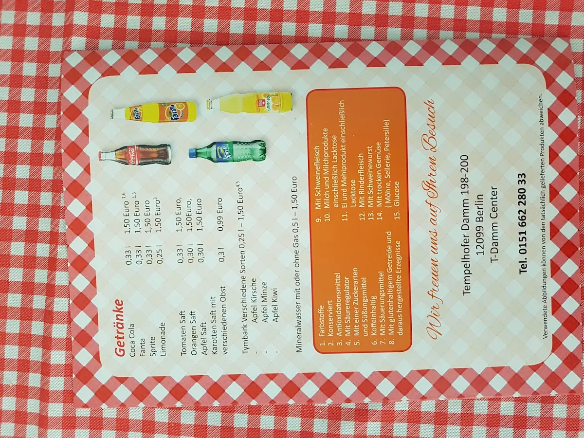 Speisekarte, Polnisches Bistro Berlin