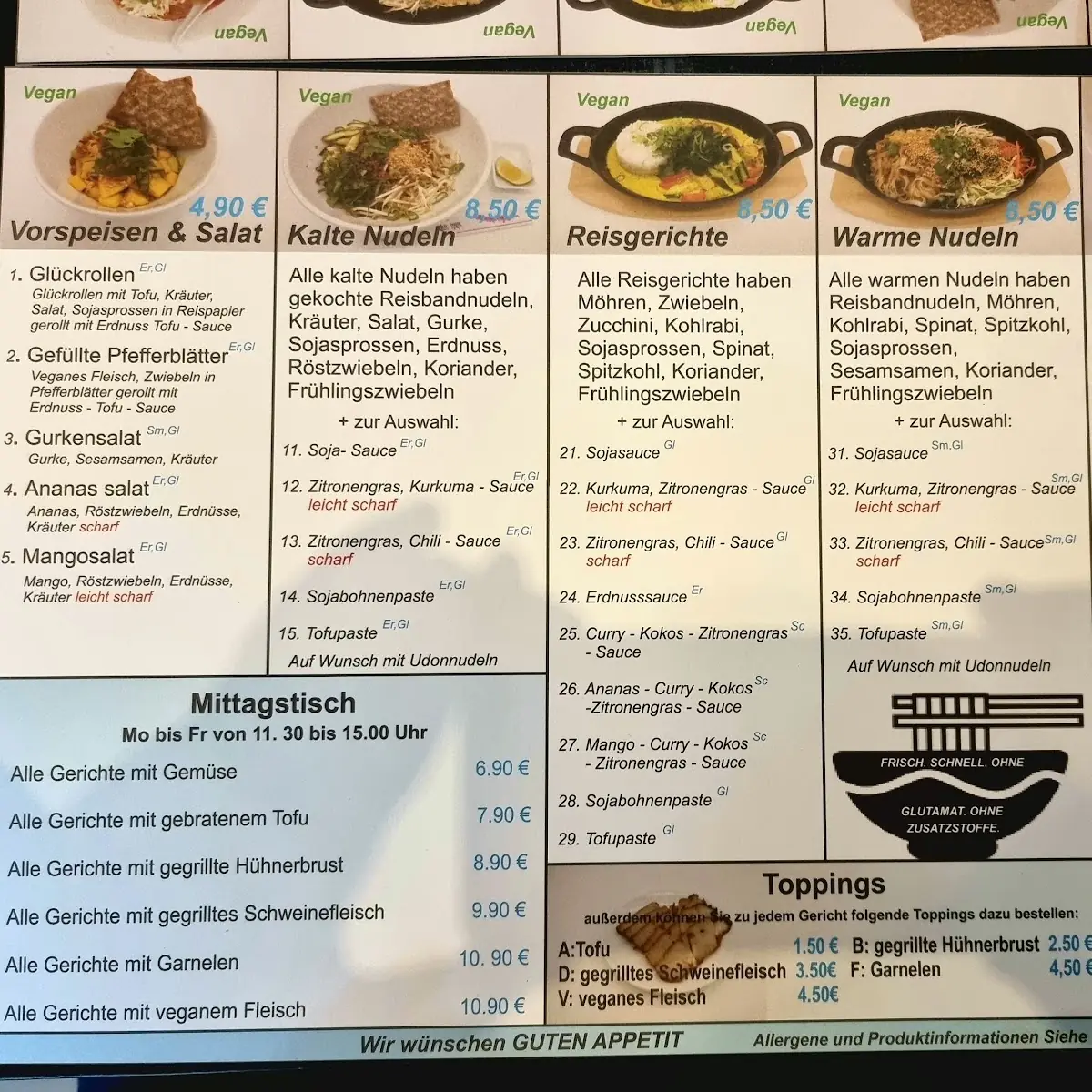 Speisekarte, AN KHANG Quan | Vietnamesisches Nudelhaus
