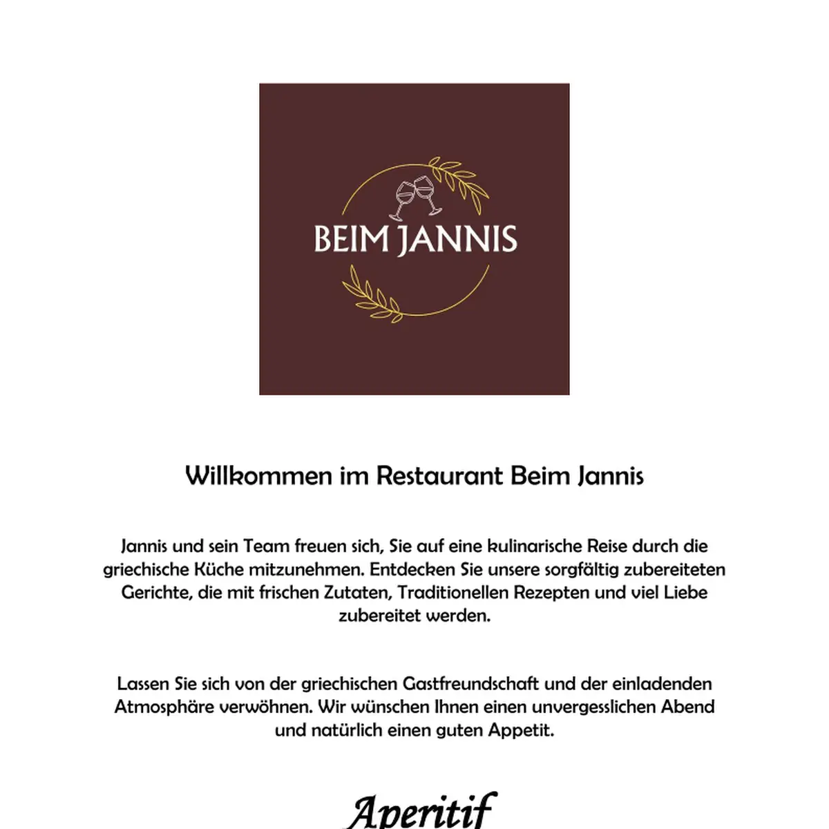 Speisekarte, Beim Jannis