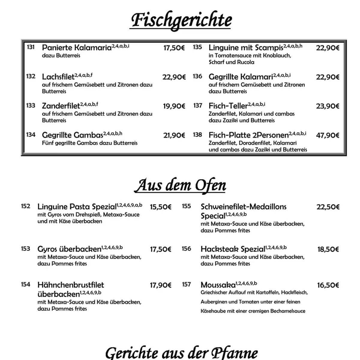 Speisekarte, Beim Jannis