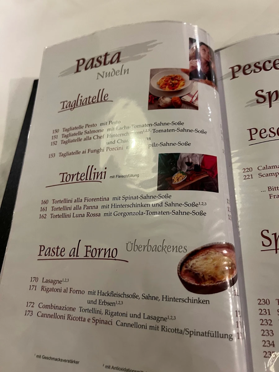 Speisekarte, Pizzeria L' Aragosta