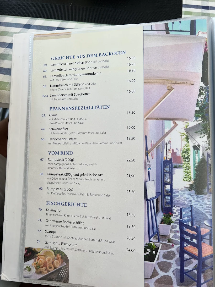 Speisekarte, Restaurant Olympia