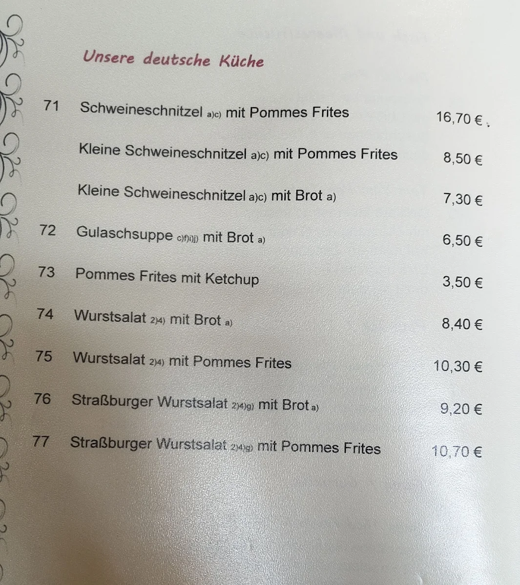 Speisekarte photo 2
