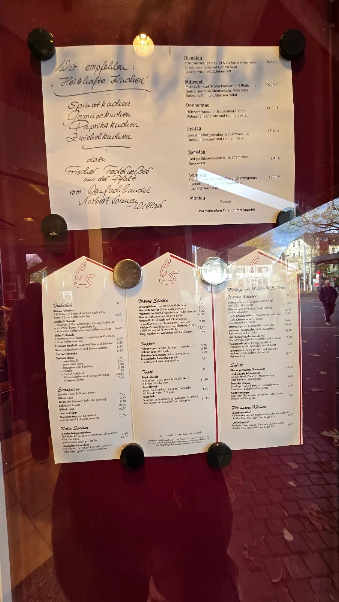 Speisekarte, Cafe Schuster