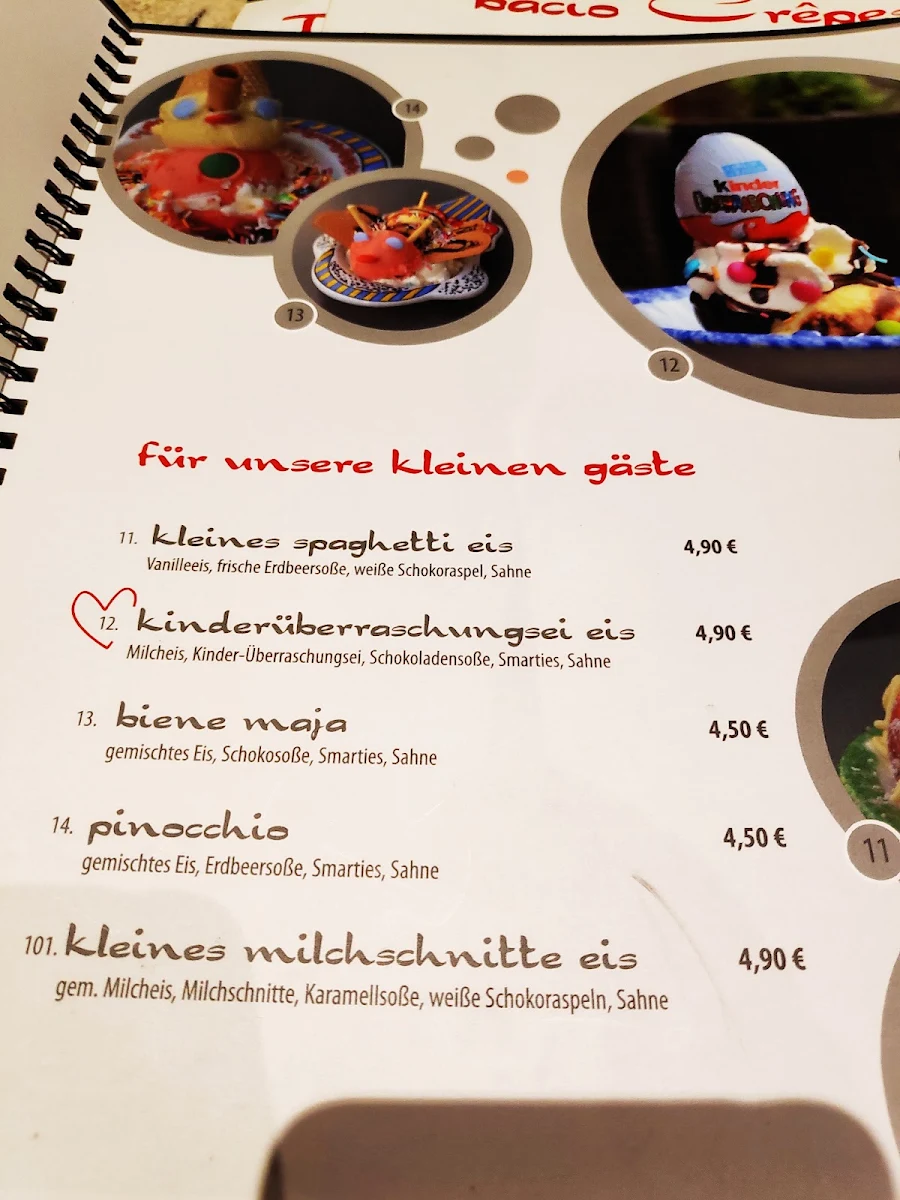 Speisekarte, Bacio Eiscafé