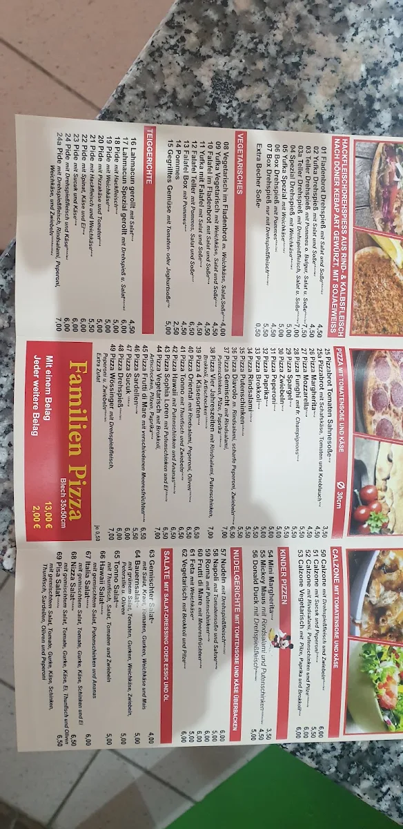 Speisekarte, Wössinger Pizza & Döner