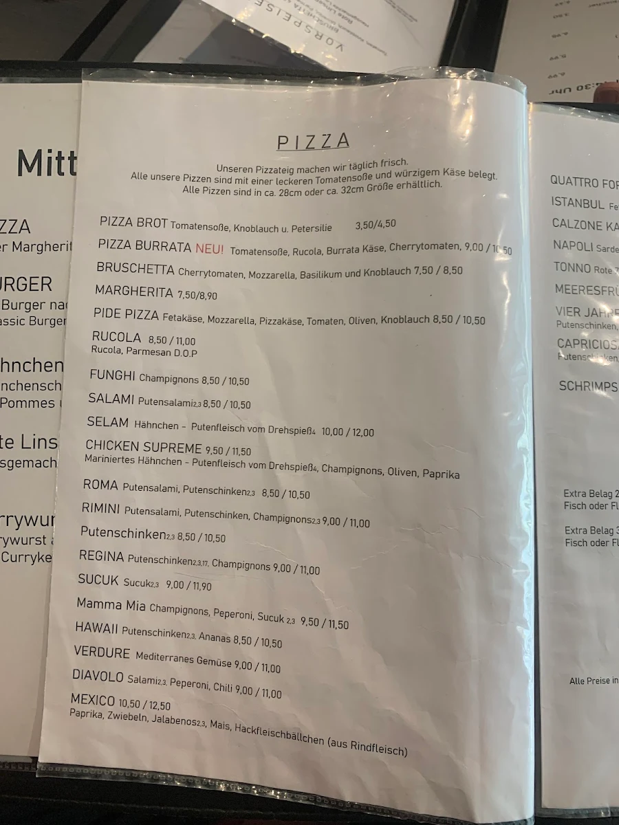 Speisekarte, SELAM Restaurant