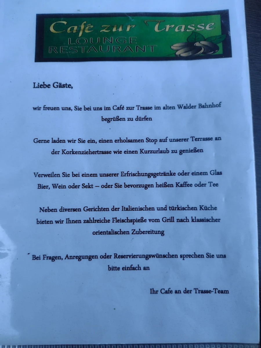 Speisekarte, YUDUM Café zur Trasse - Solingen