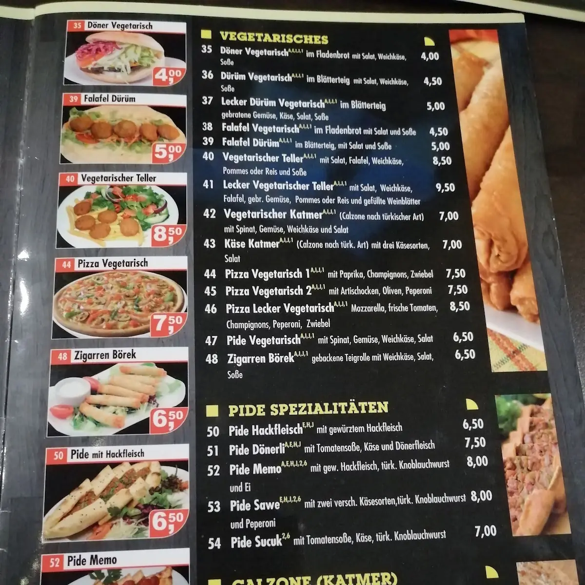 Speisekarte, Memo Grill Döner Pizza
