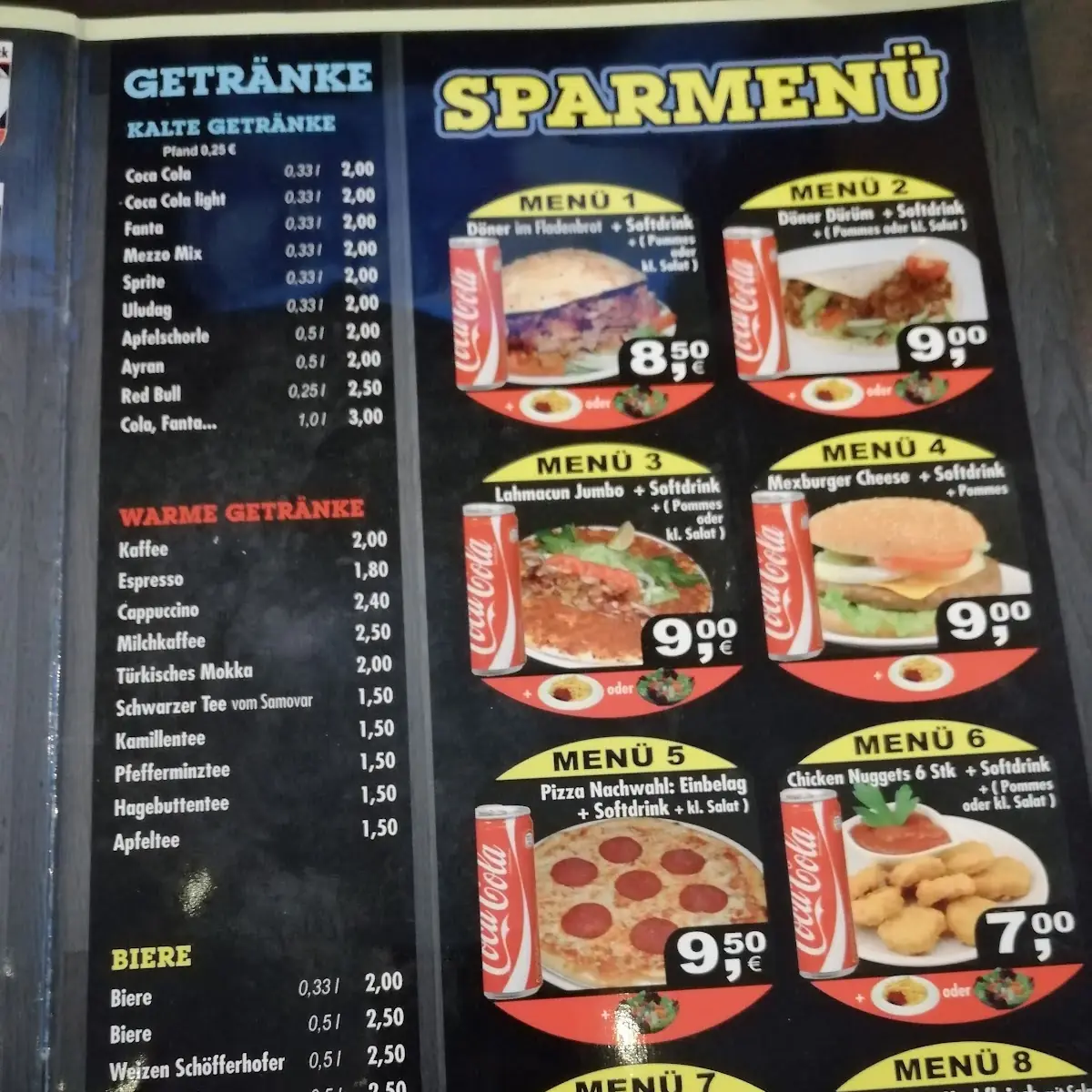 Speisekarte, Memo Grill Döner Pizza