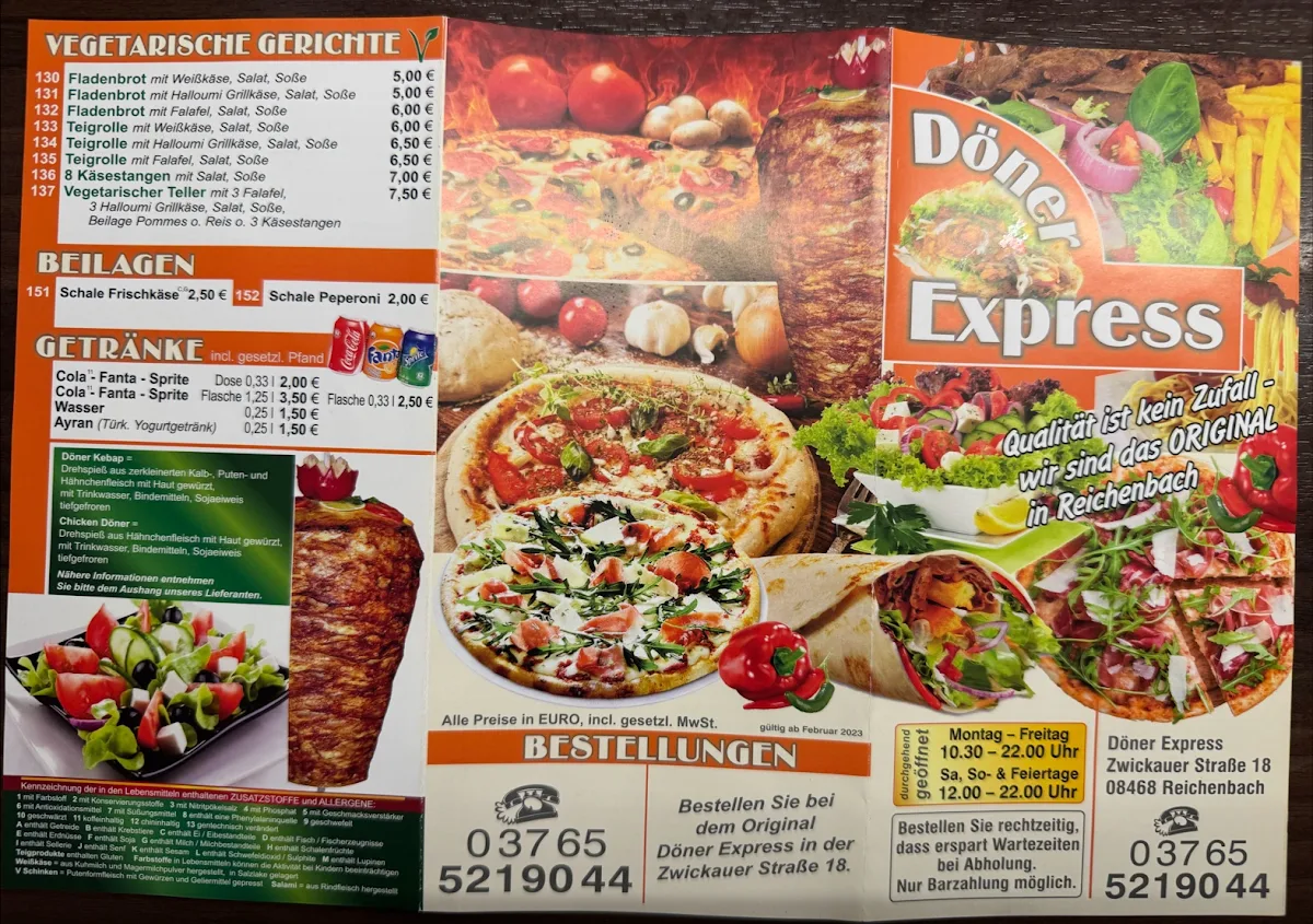 Speisekarte, Döner Express