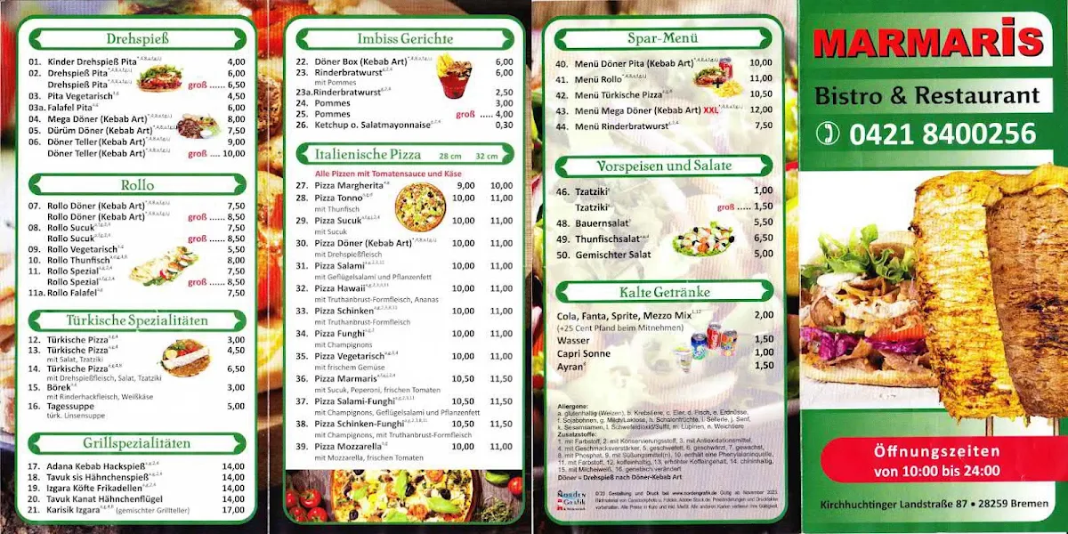 Speisekarte, Marmaris Imbiss