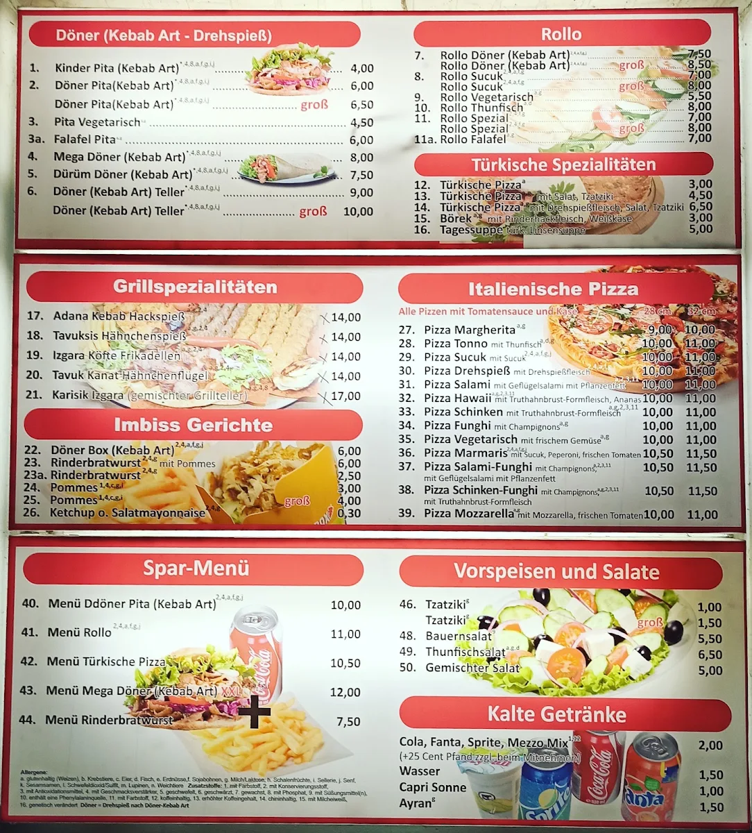 Speisekarte, Marmaris Imbiss