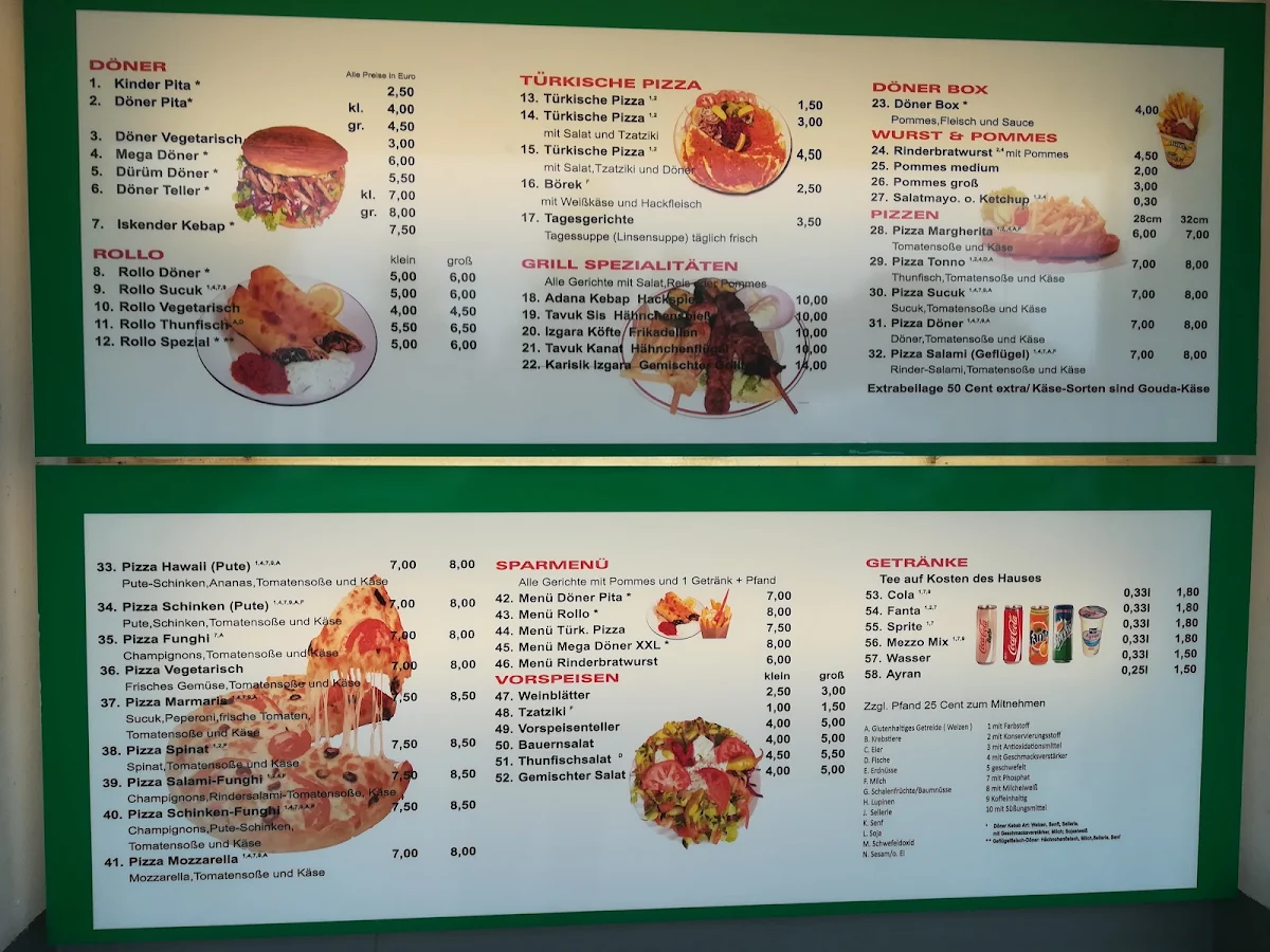 Speisekarte, Marmaris Imbiss
