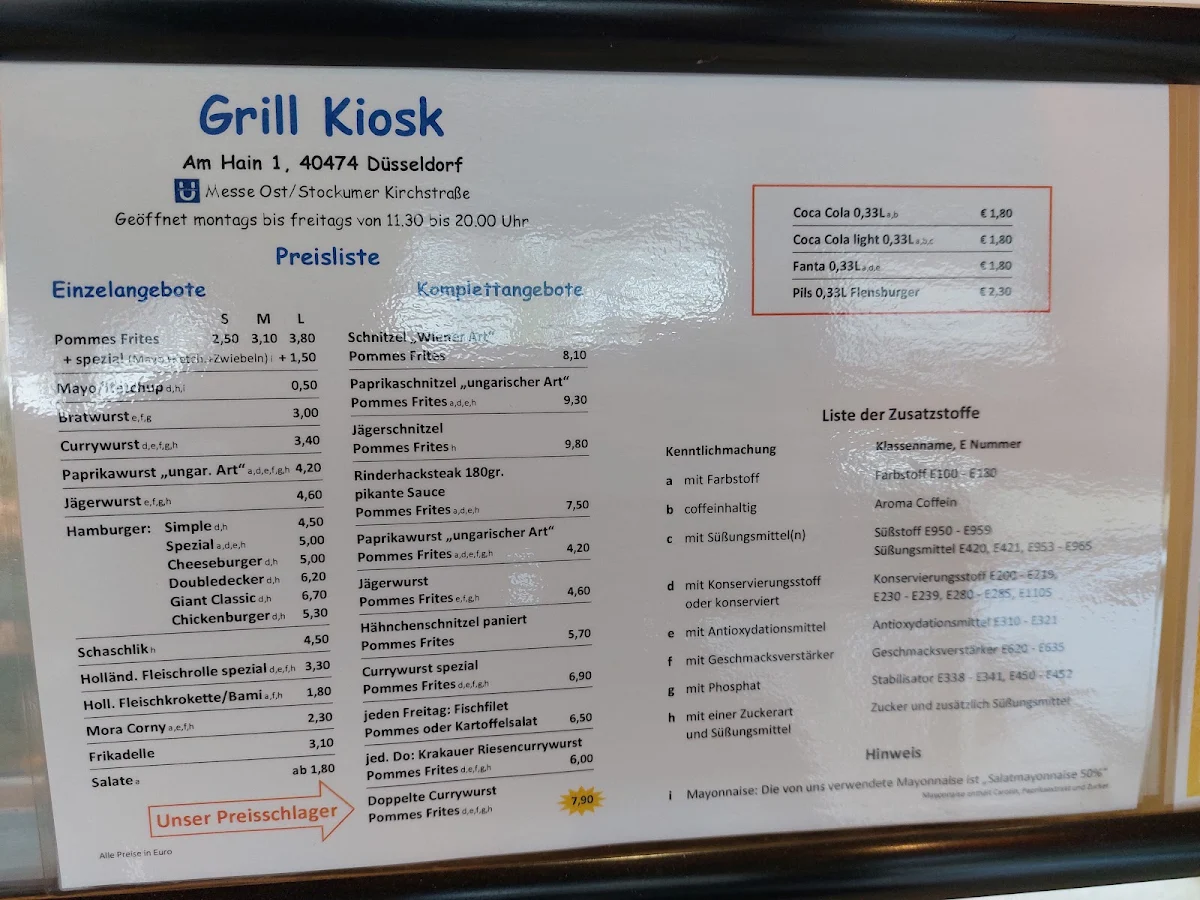 Speisekarte, Grillstube Martin van Helden