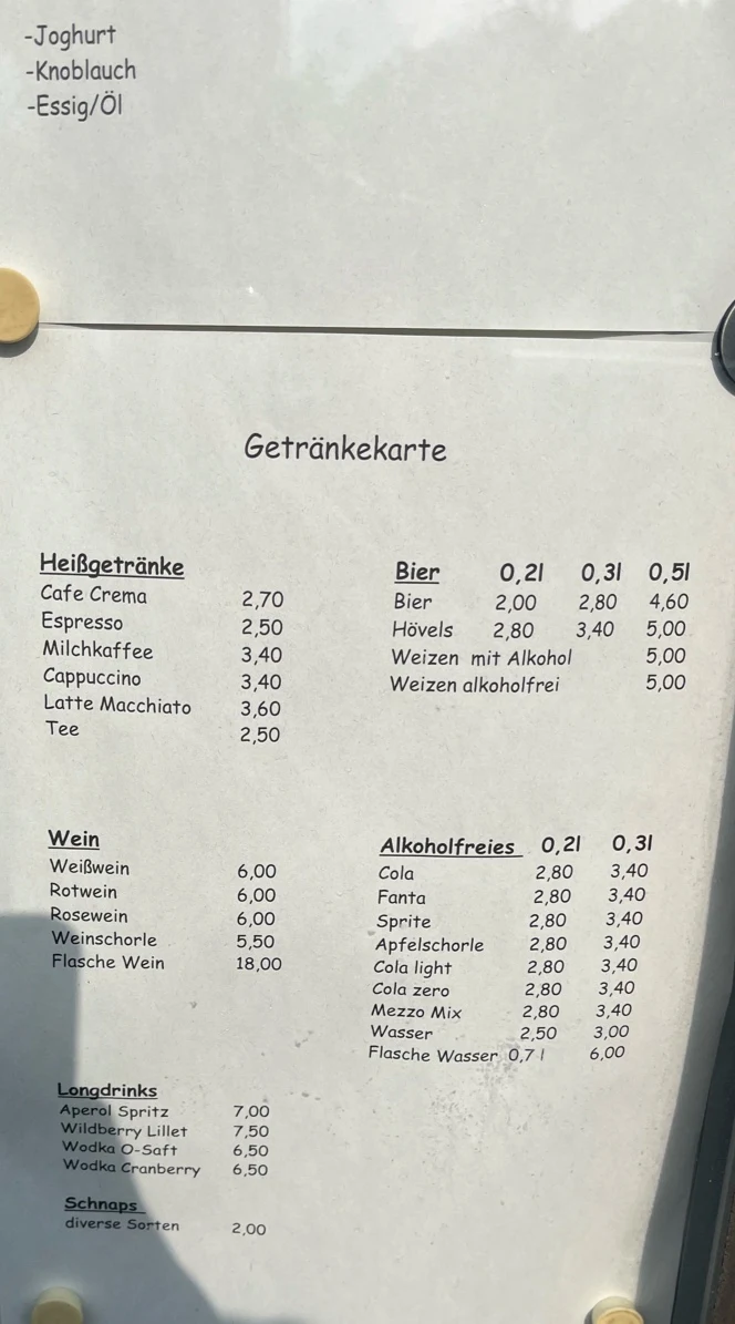 Speisekarte, [Alternatif] GV Ruhrwaldstrasse e.V.