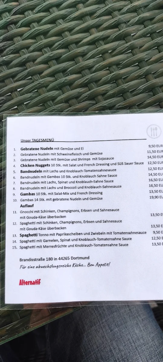 Speisekarte, [Alternatif] GV Ruhrwaldstrasse e.V.