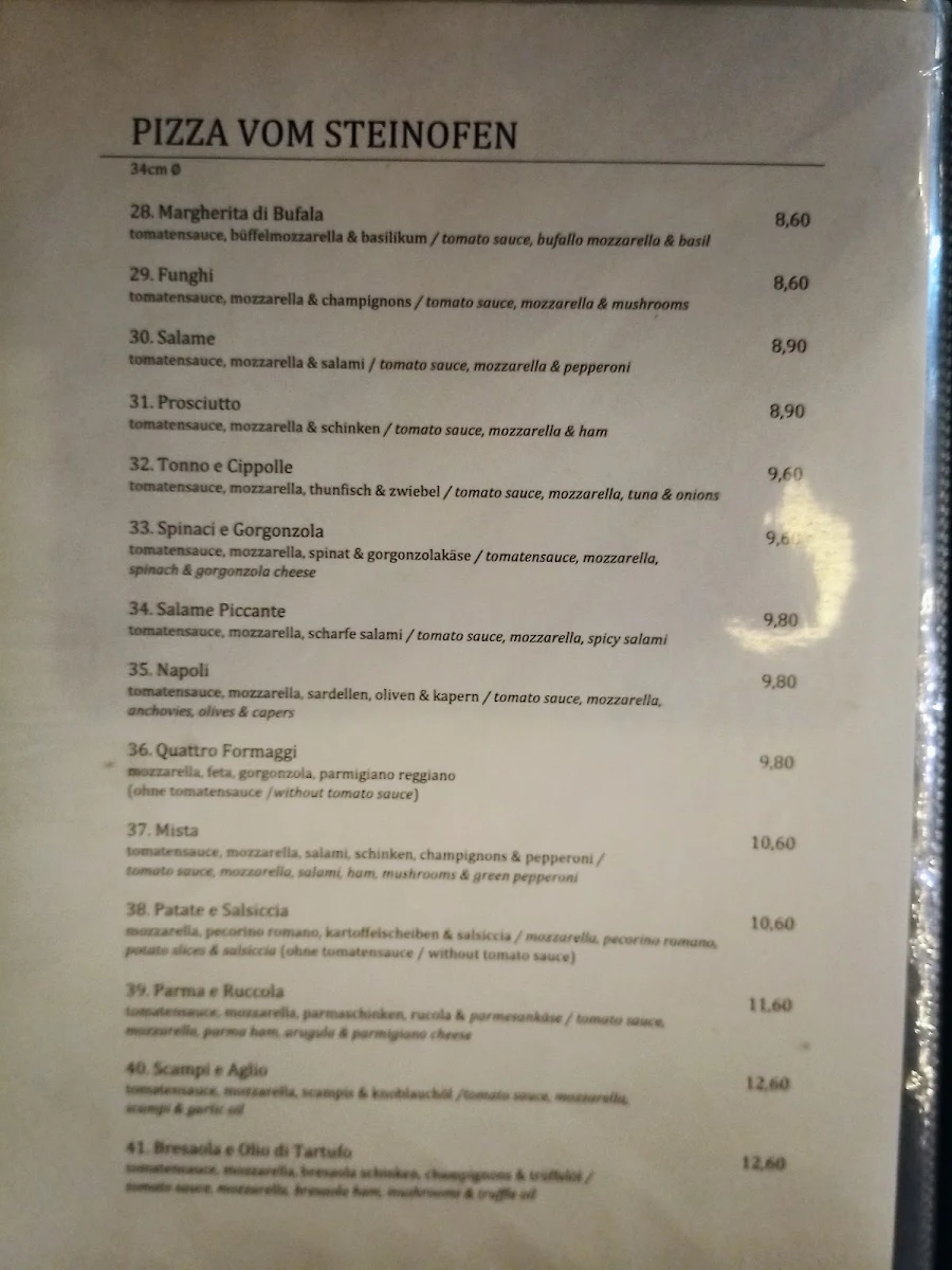 Speisekarte, Ristorante Evin