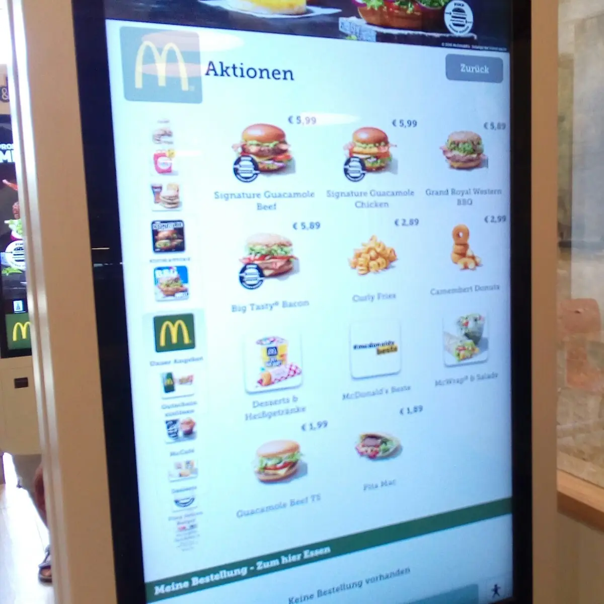 Speisekarte, McDonald's