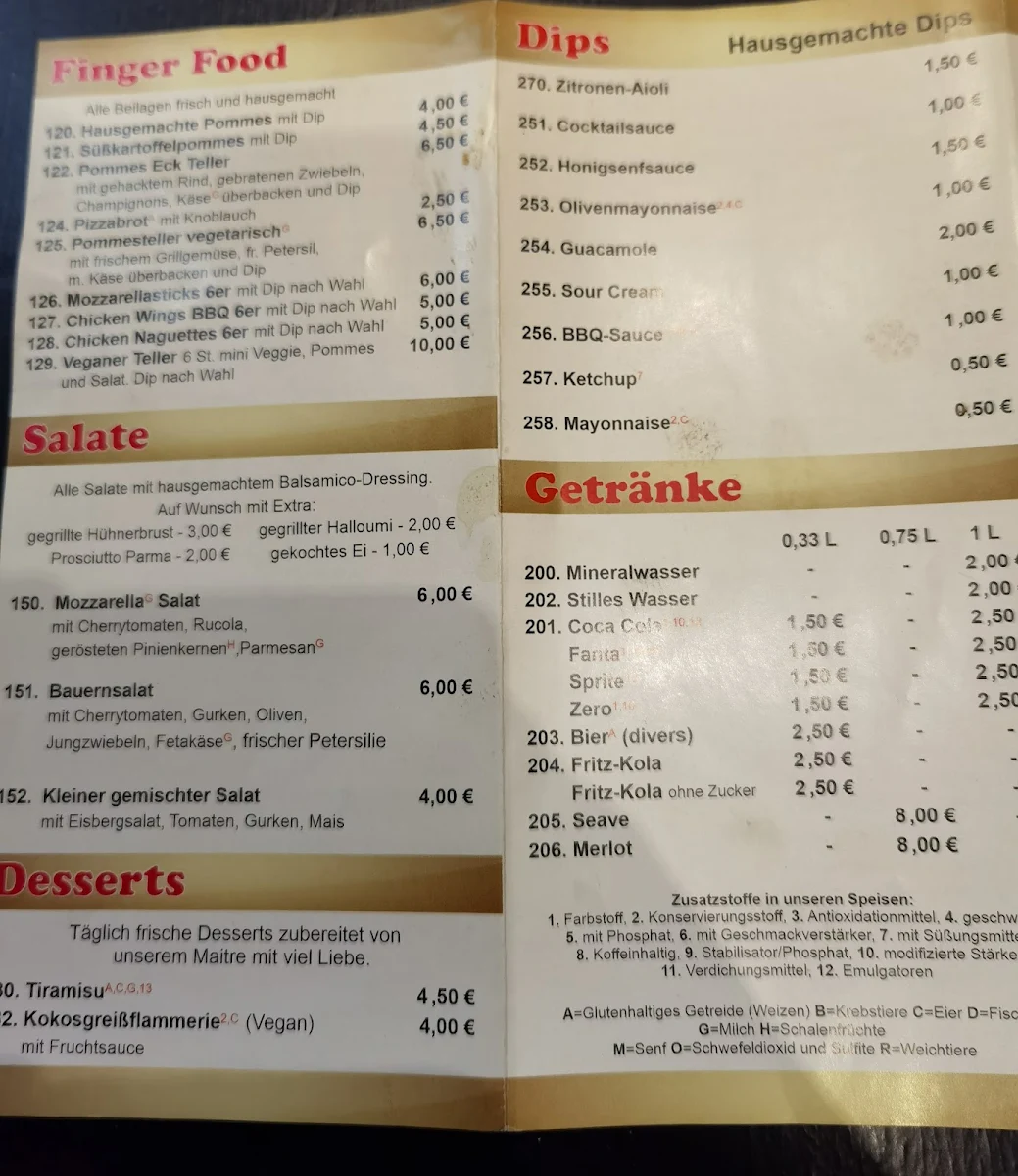 Speisekarte, DreiEck Linden