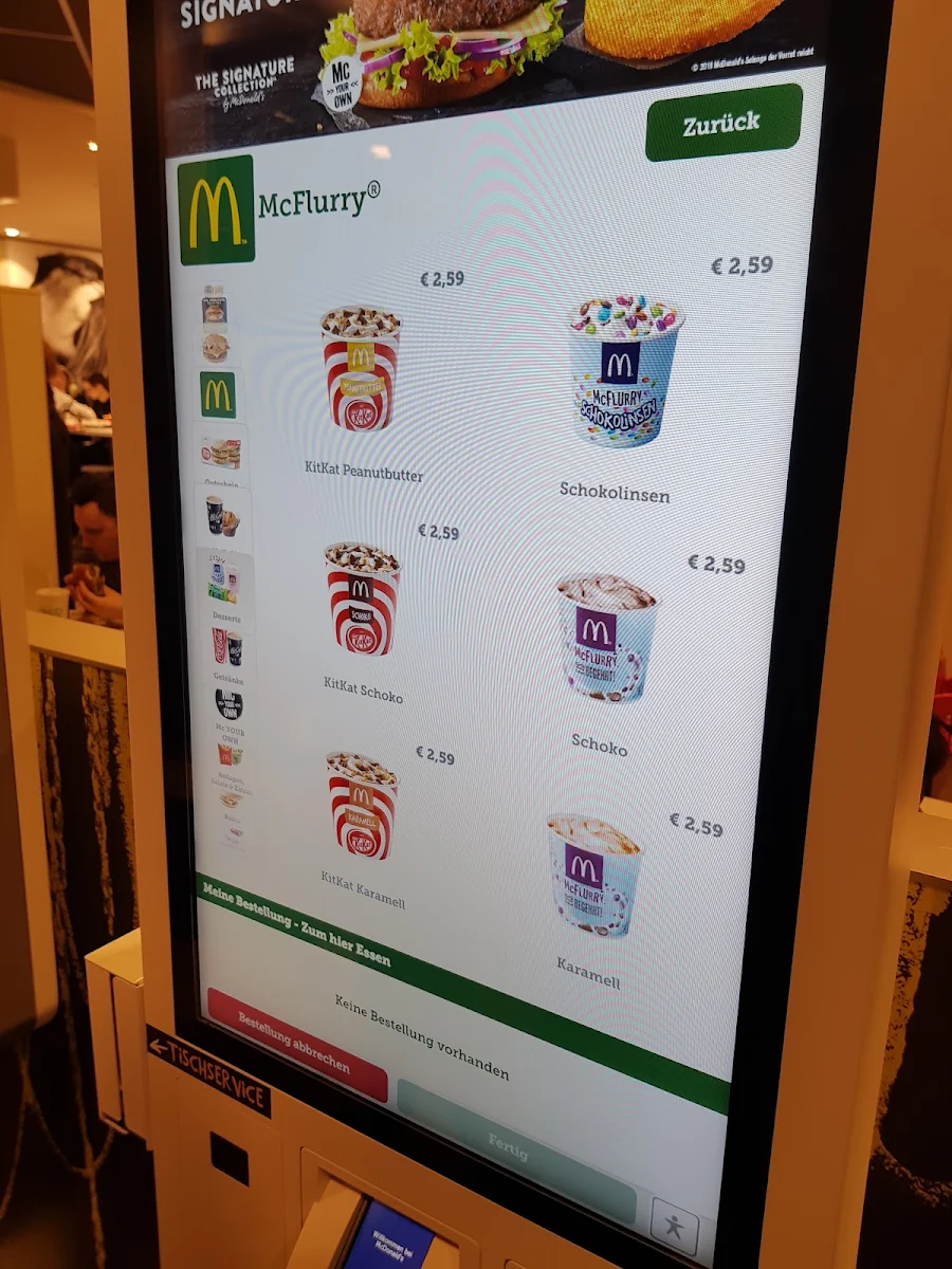 Speisekarte, McDonald's