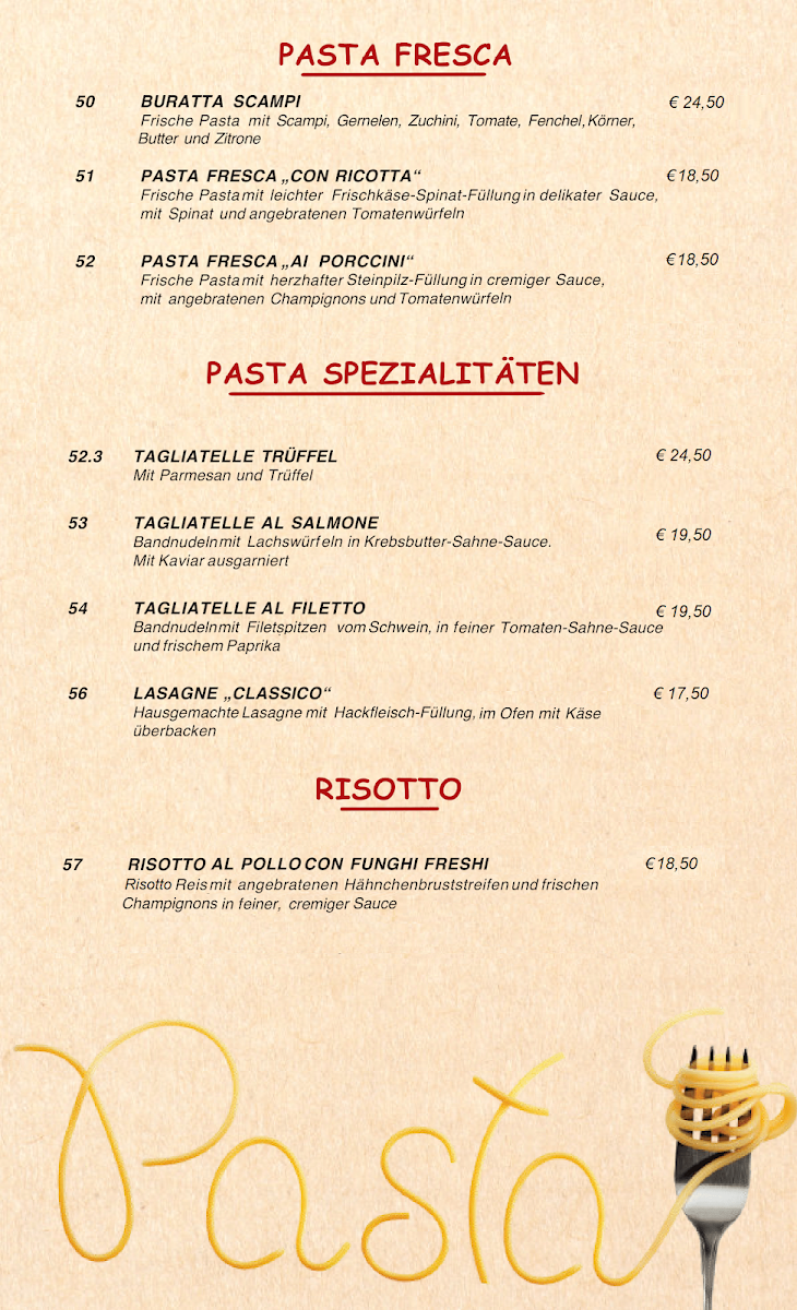 Speisekarte, Ristorante Pizzeria Da Vinci Füssen