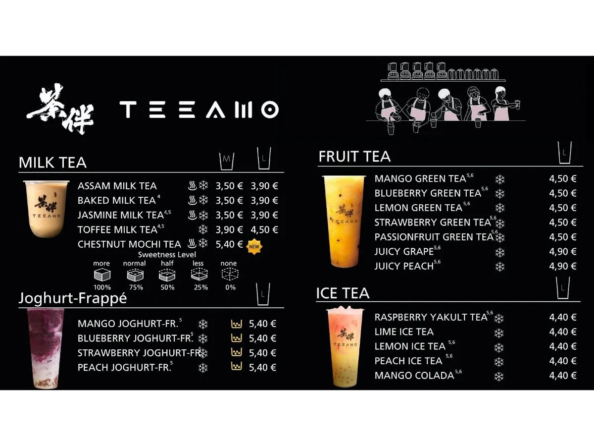 Speisekarte, TEEAMO Bubble Tea Paderborn