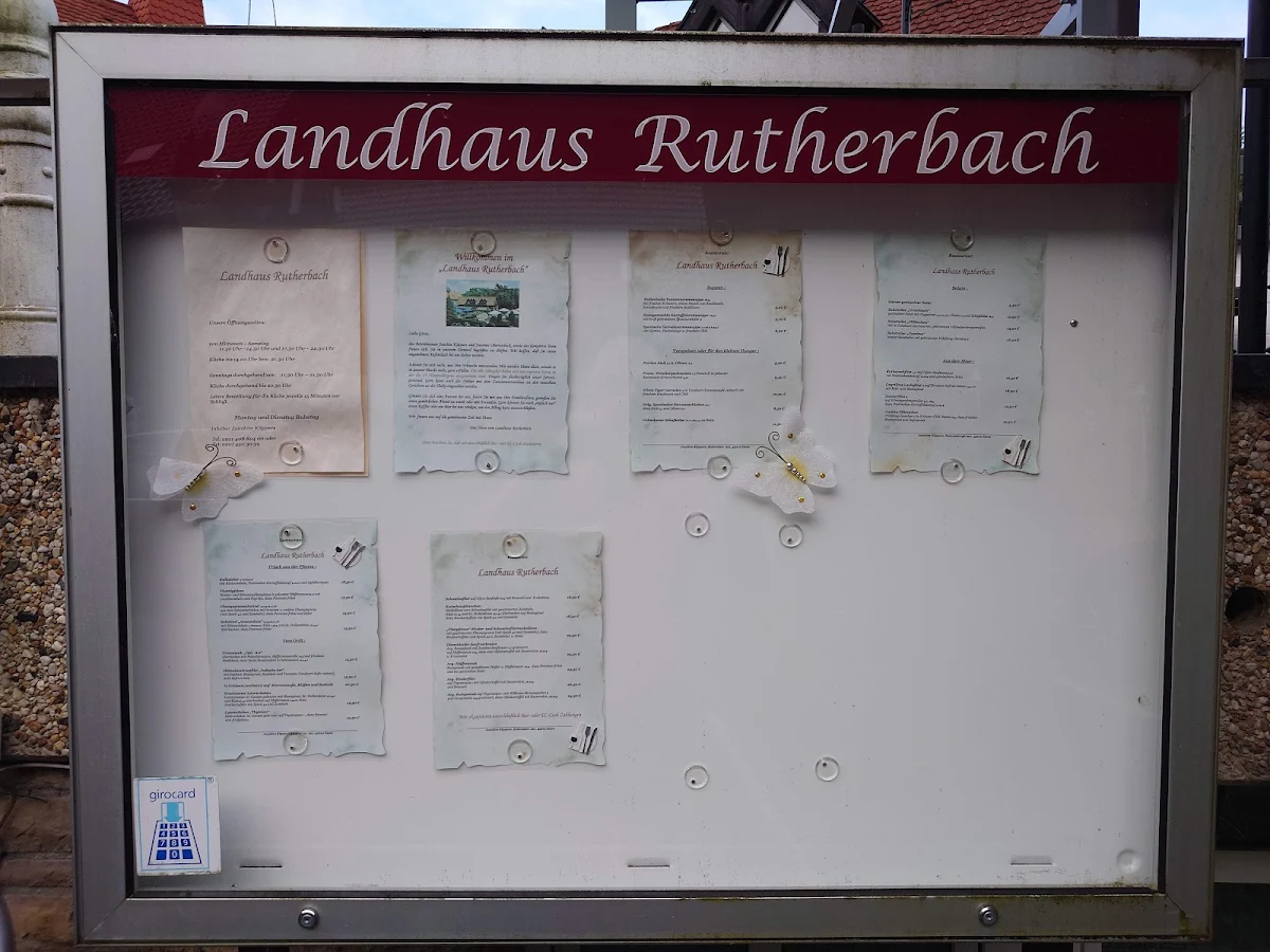 Speisekarte, Landhaus Rutherbach