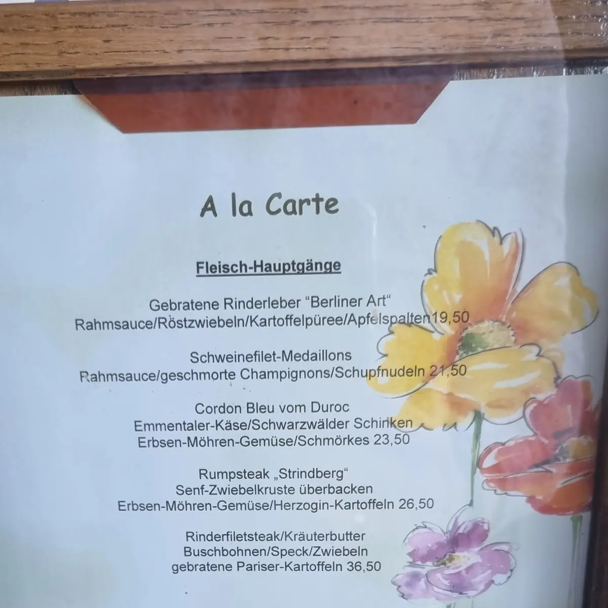 Speisekarte, Lippeschlößchen